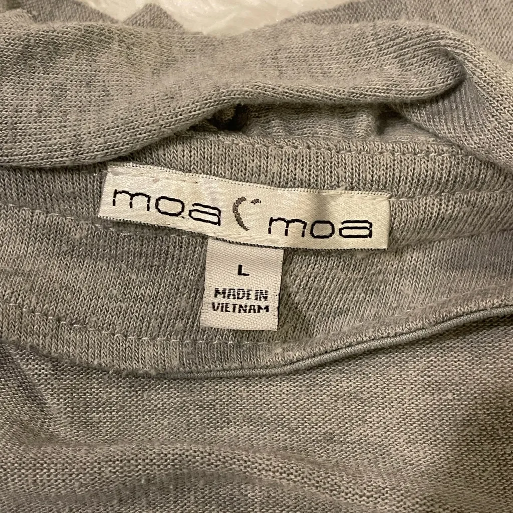 Gray ruffled open front cardigan sweater Moa Moa woman’s large - Image 5