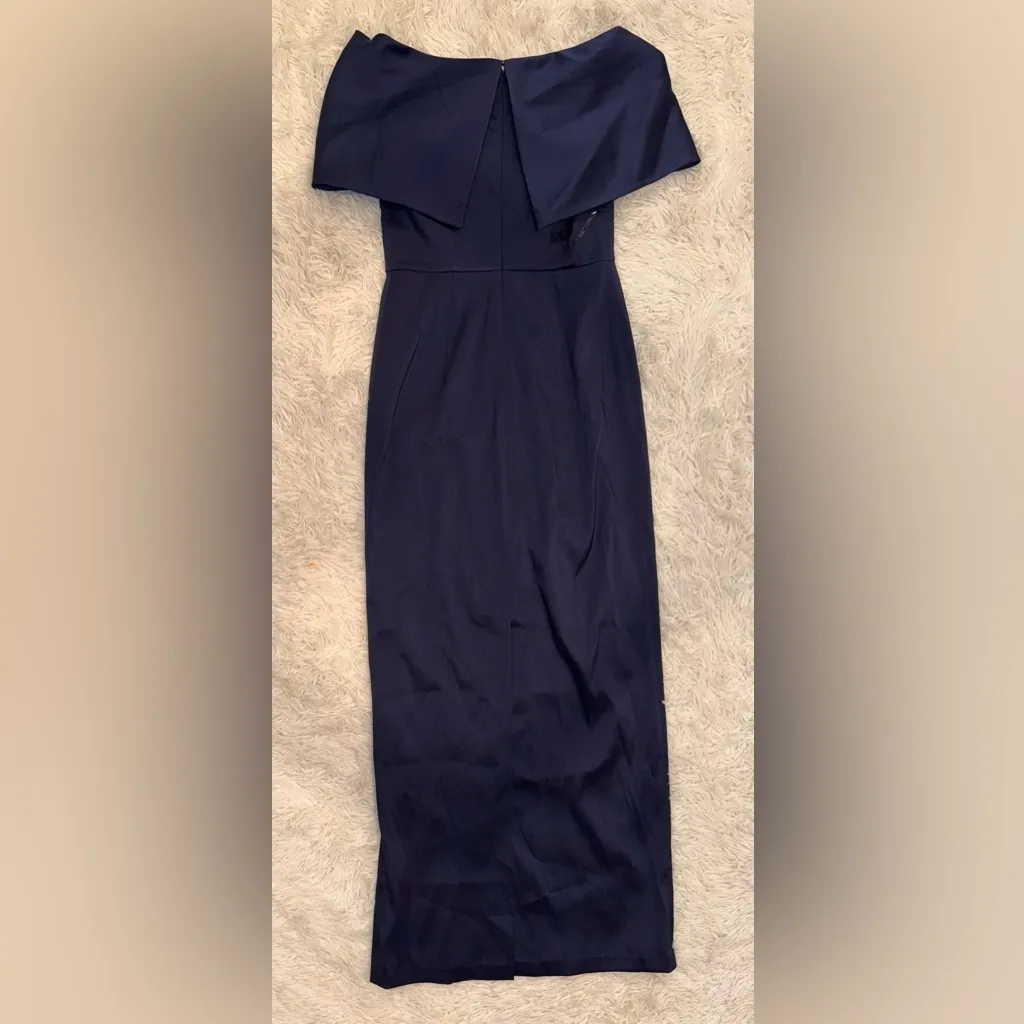 NWOT Sachin and Babi Viveca off shoulder draped gown in night sky navy sz 4 - Image 7