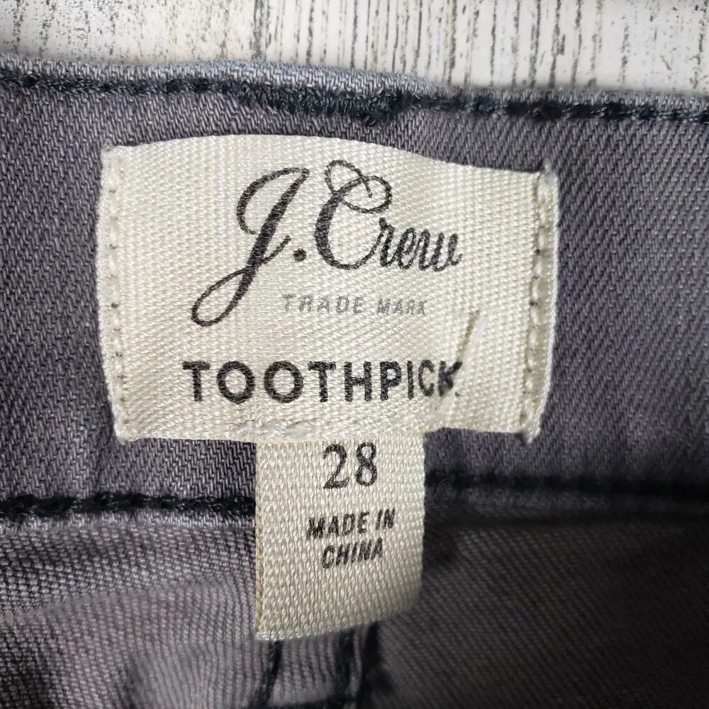 J. Crew Faded Grey Wash Denim Toothpick Skinny Jeans Women's Size 28 - Image 4