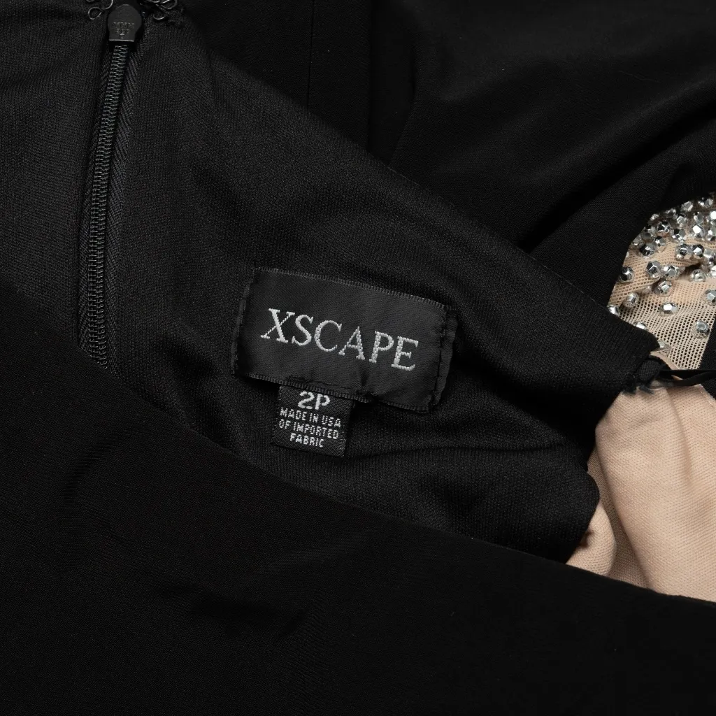 XScape  -Petite Beaded Colorblocked One-Shoulder Gown - Image 4