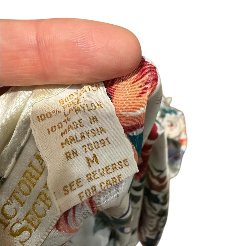 Vintage 1980s Victoria’s Secret Floral Satin Lace Cami Slip Top M Gold Label - Image 4