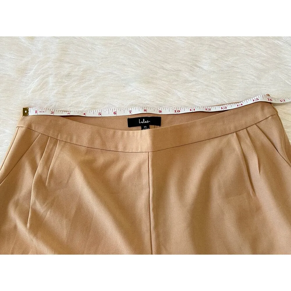 Lulus Kick It Beige High-Waisted Trousers Dress Pants Size XL Pleated Office NWT - Image 11