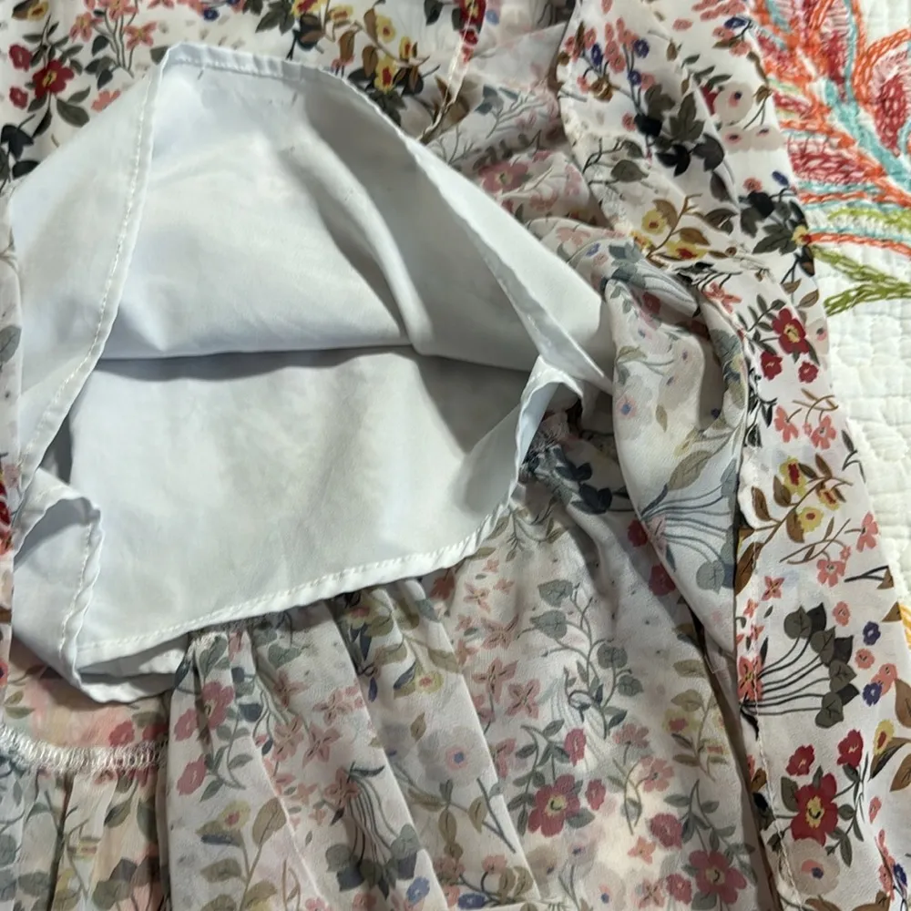 Allegra K sz large Floral chiffon flutter sleeve Ruffle hem dress elastic waist - Image 8