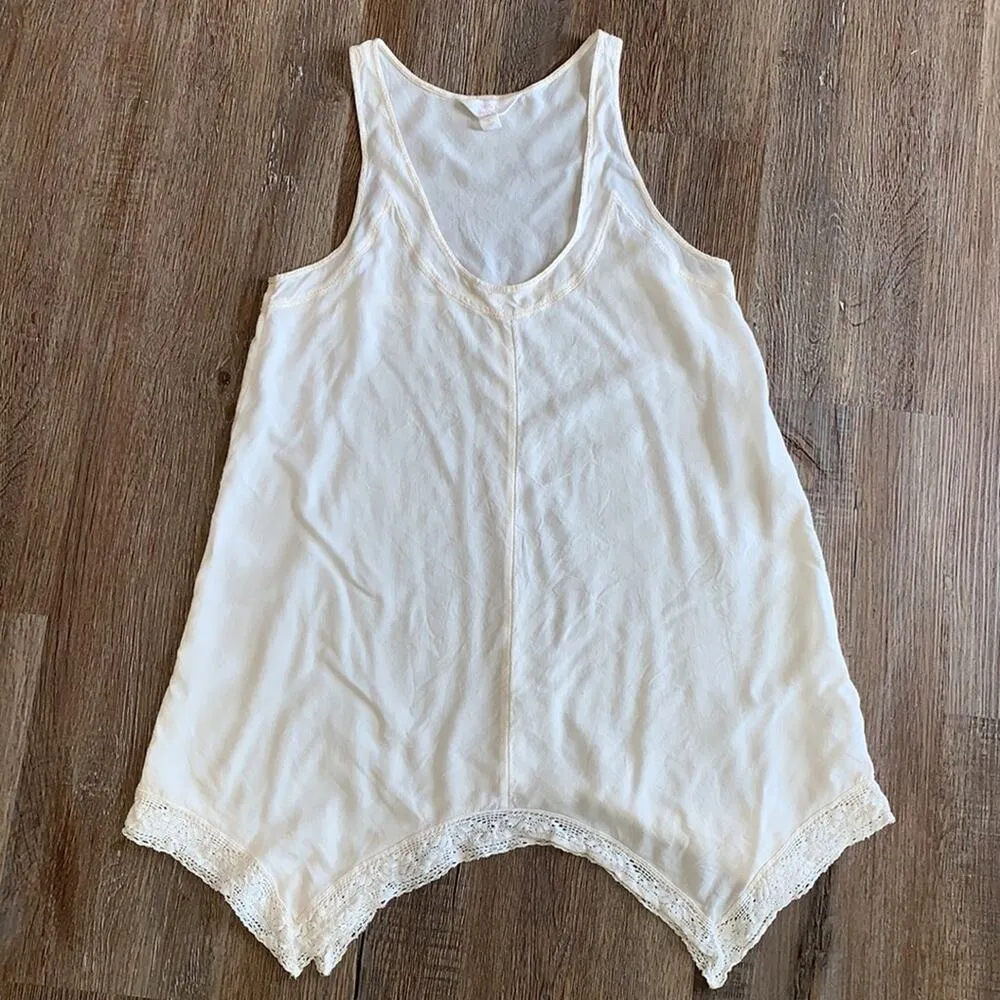 Sun & Shadow Boho Gypsy Summer Ivory Lace Tank S - Image 2