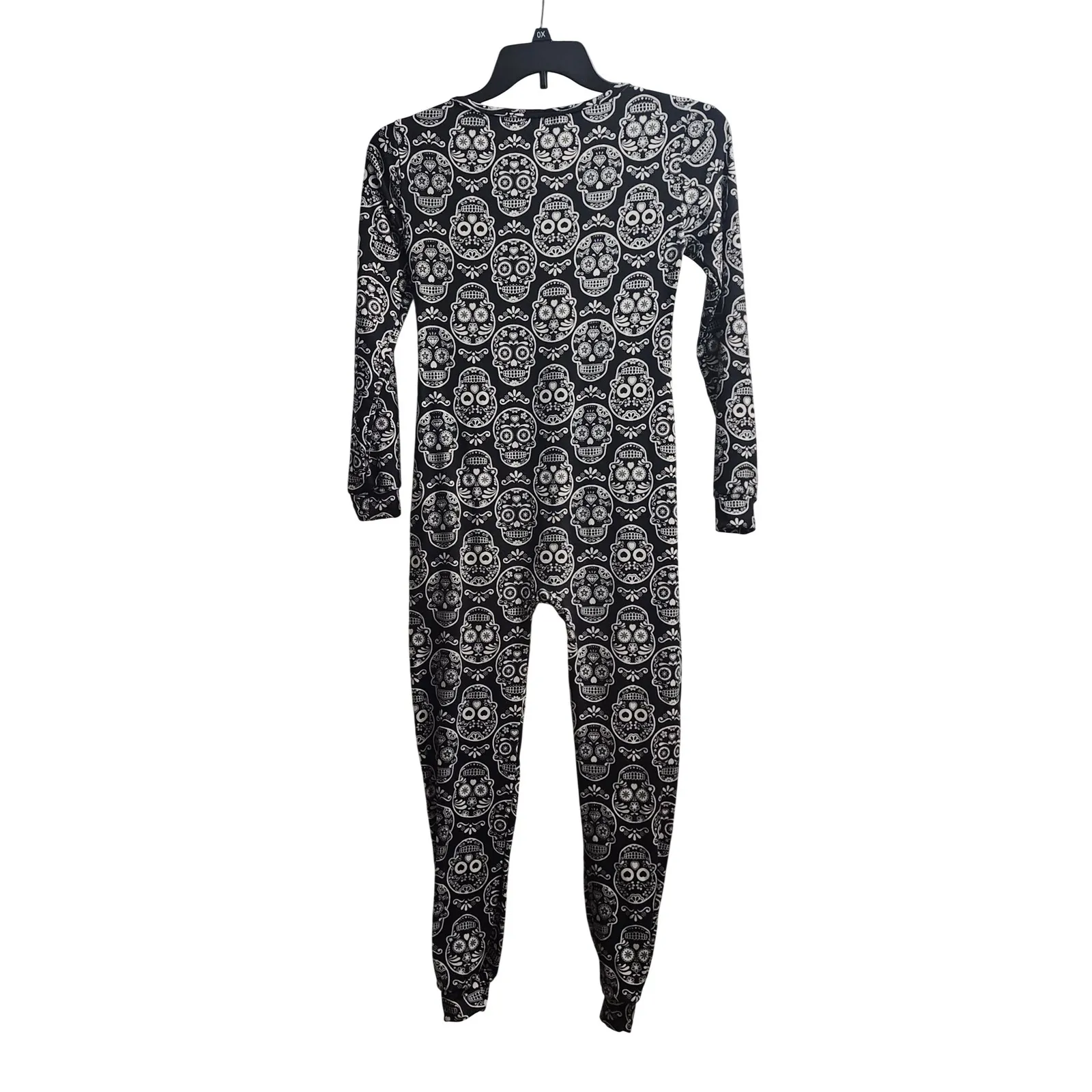 shosho womens skull pattern one piece pajamas sleepwear jumpsuit size m Black Size M - Image 4