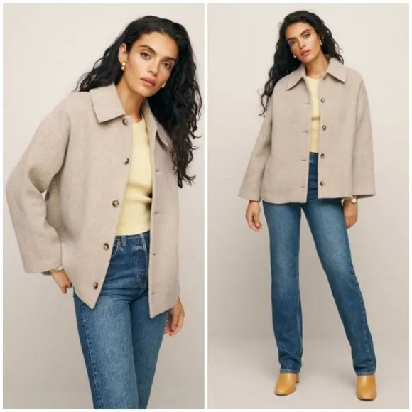 💕REFORMATION💕 Rocky Oversized Shirt Jacket ~ Beige Large L NWT - Image 2
