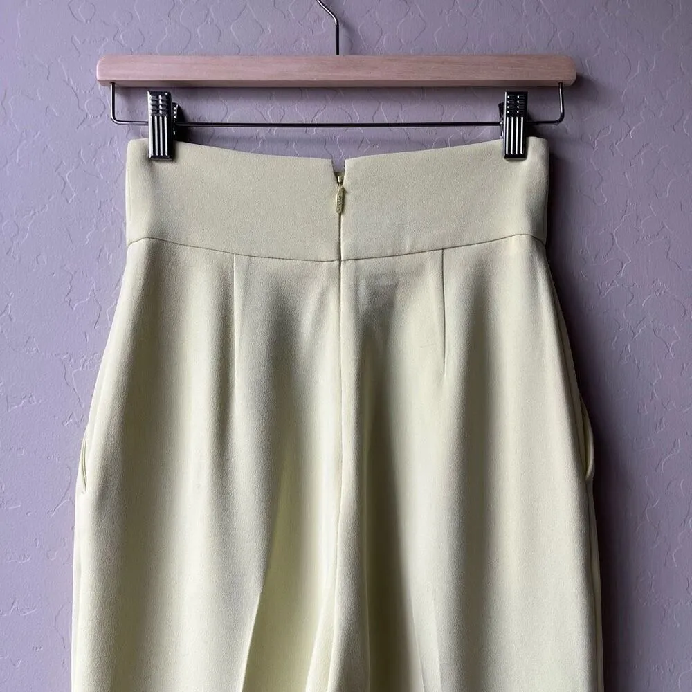 PINKO Natalia Yellow High Waisted Pleated Crepe Ankle Trouser Pants‎ Size 2 Yellow - Image 6