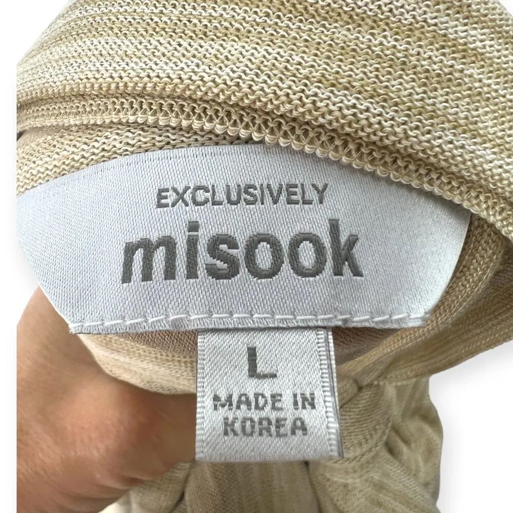 Misook | L | Sandstone Tan Stripe Knit Faux Wrap Sleeveless Dress EMA07504 - Image 5