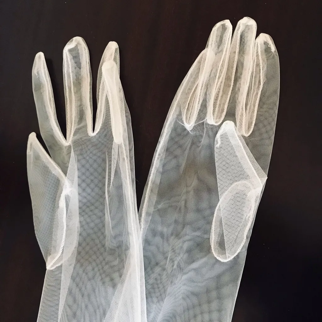 Sheer White Mesh Gloves - Image 5