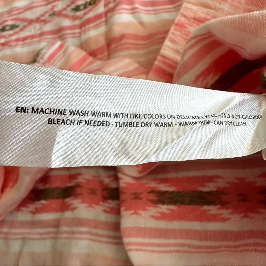 ARIAT Real Billie Jean Pink Coral Southwestern Print Button Up Shirt Size S - Image 10