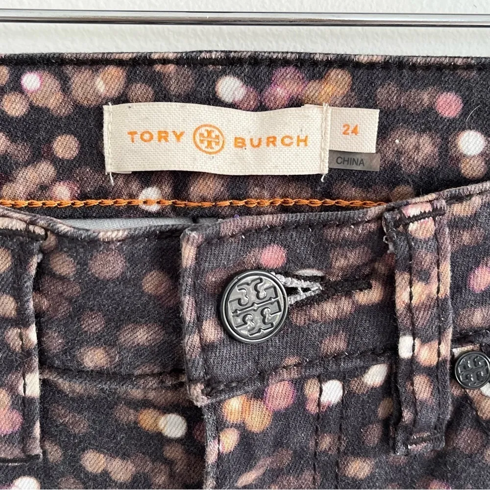 Tory Burch Black Flash Print Slim Skinny Jeans Size 24 - Image 12