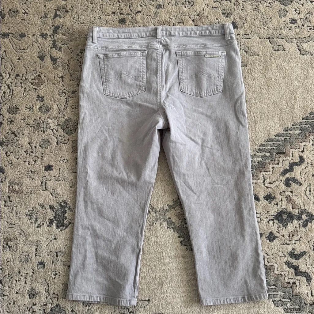 Michael Kors Women's Grey Nickel Crop Denim Jeans Plus Size 14 - Image 5