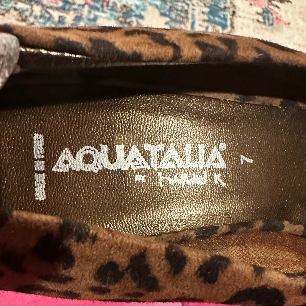Aquatalia Leopard Cheetah Animal Print Penny Loafer Chunky Block Heels 7 - Image 8