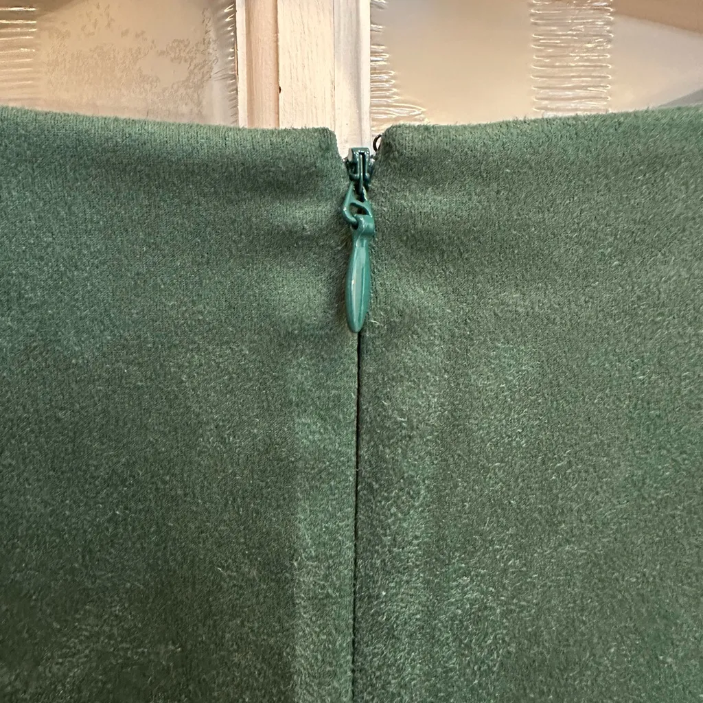 Guess Pine Green Faux Suede Puff Sleeve Holiday Party Cocktail Dress Size 14 NWT - Image 4
