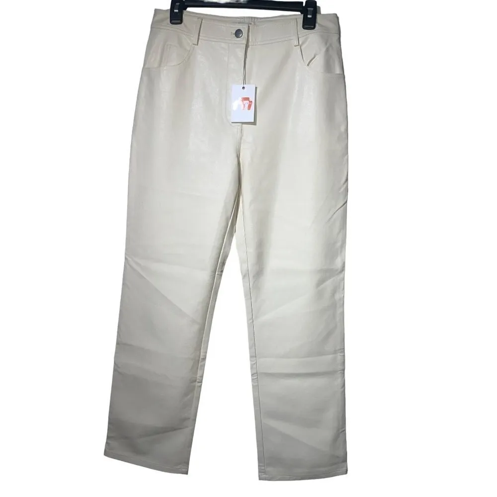 Miaou Junior Faux Leather Pant in Creme Large New as - Image 5