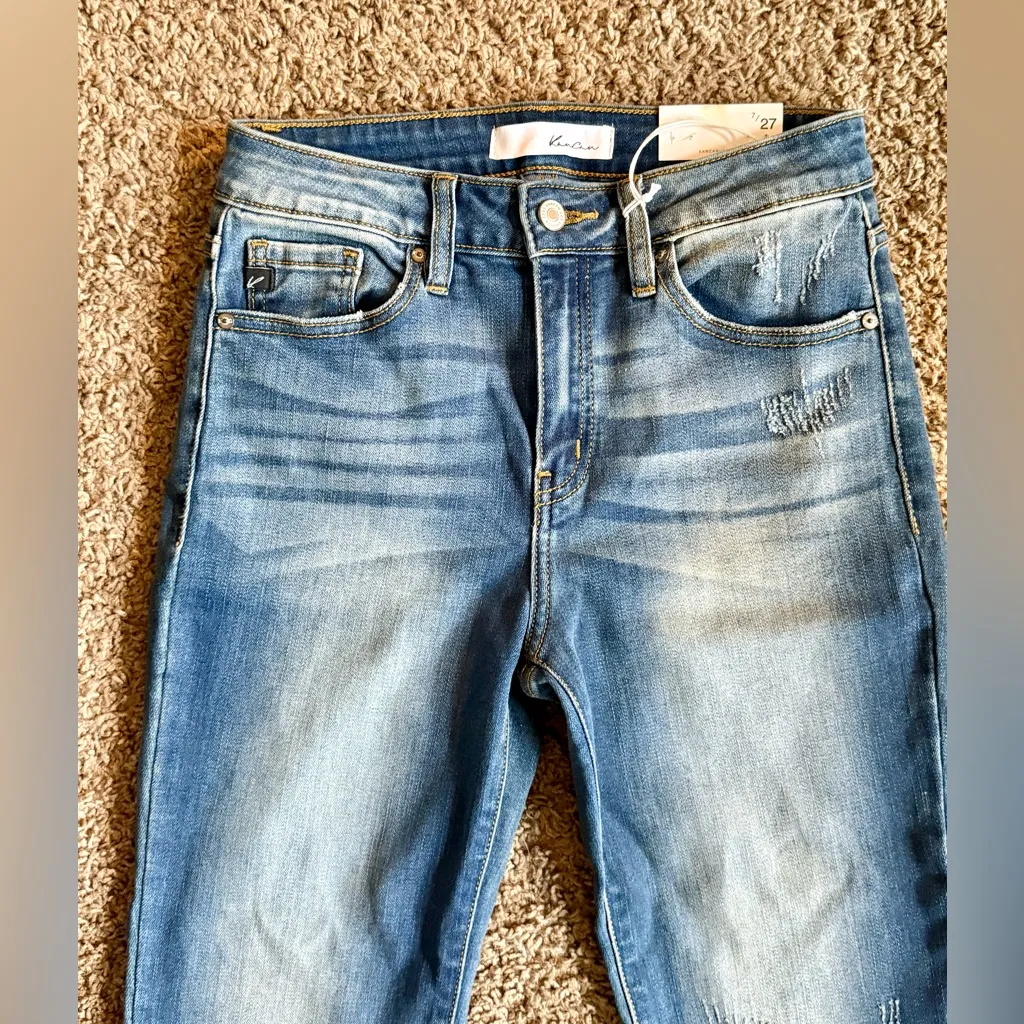 KanCan Ratana High Rise Ankle Dark Wash Skinny Jeans with Frayed - Image 3