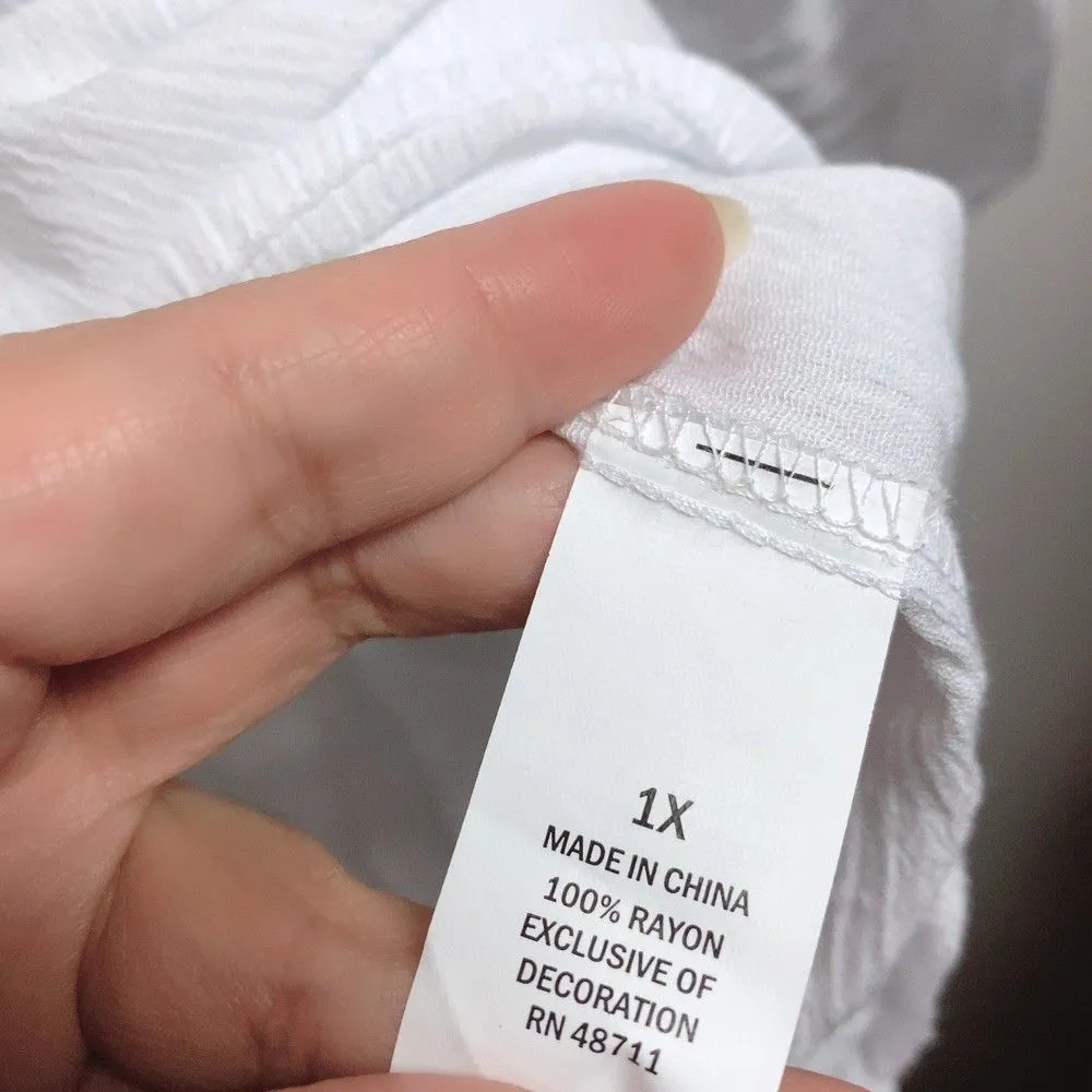 Coldwater Creek Woman's Plus 1X White Blouse Off Shouder Semi Sheer Gauzy? Top - Image 3