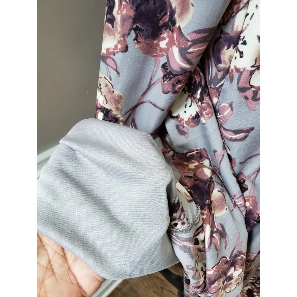 Peach Love Fit & Flare Dress Women M Multi Floral Lined Keyhole Back Long Sleeve - Image 6