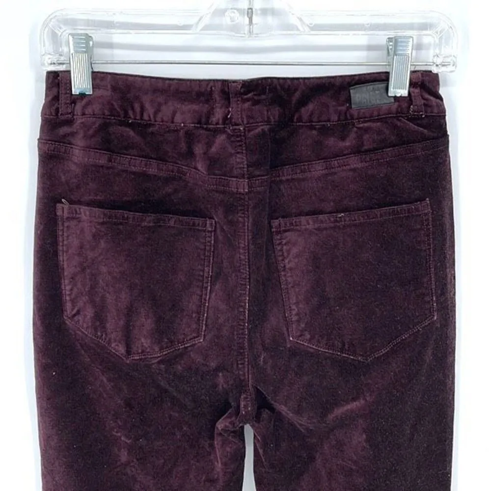Paige Womens Hoxton Ankle Skinny Velvet Black Cherry‎ Burgundy Pants Size 27 - Image 6