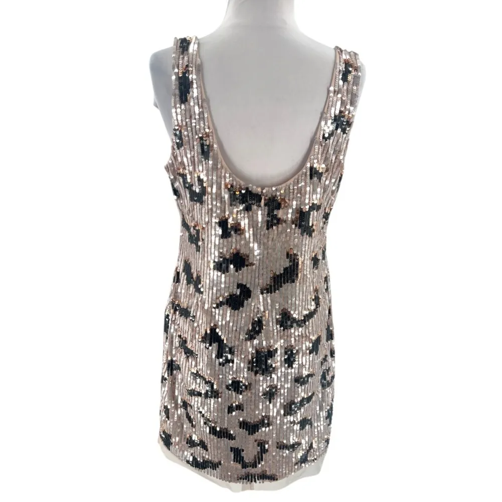 NWT Adrianna Papell sequin leopard print dress blush sz 12 - Image 5