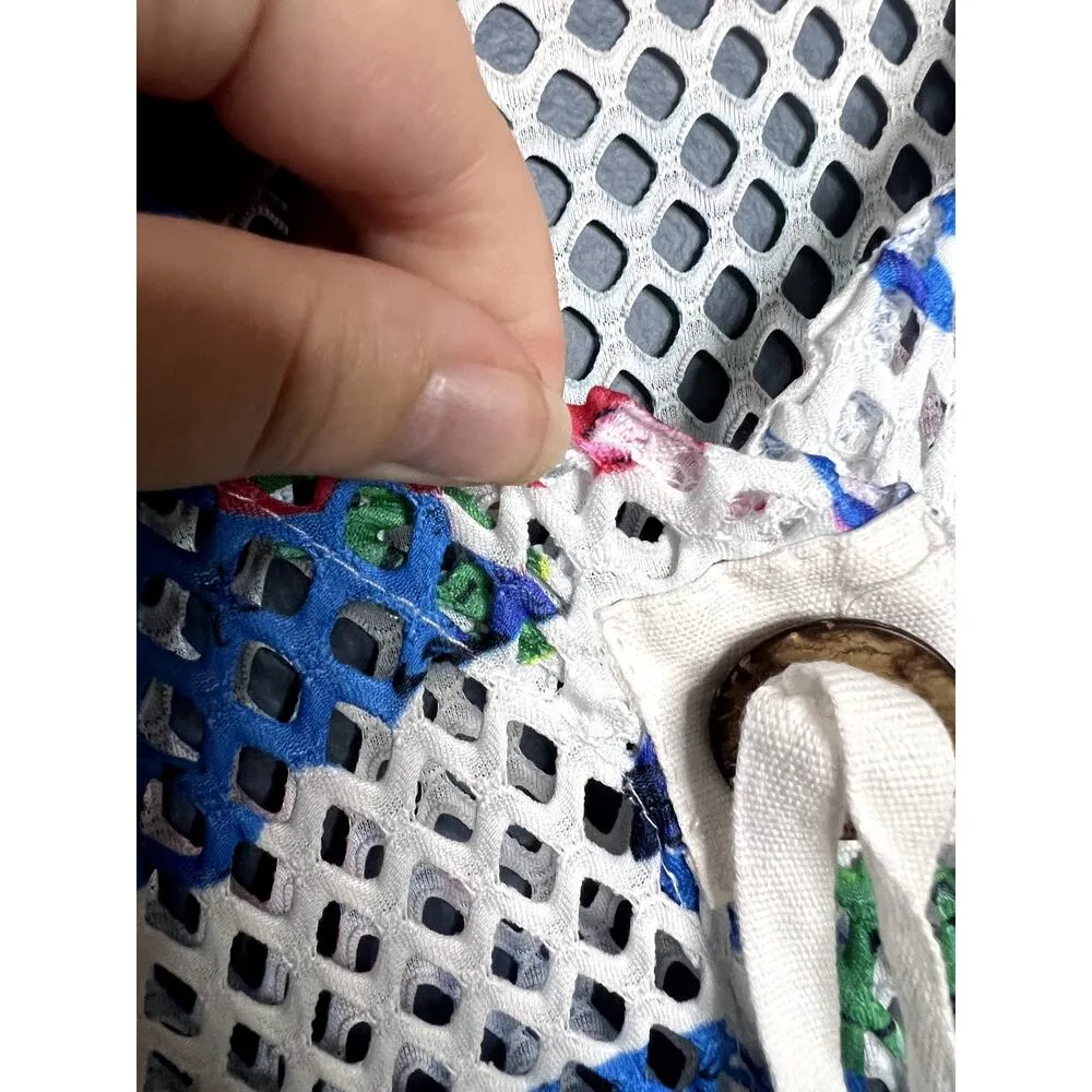 Mirror Image Open Knit Swimsuit Cover Up Coastal Grandma Cherry Floral 1x Women Blue - Image 5