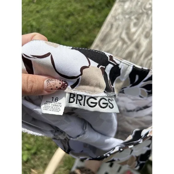 Briggs New York Floral‎ Skirt Boho Women's 16 Vintage White Brown Black - Image 4