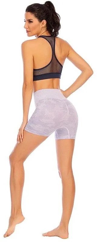 XL. Lilac Camo Squatproof Scrunch Bum Shorts Purple - Image 3