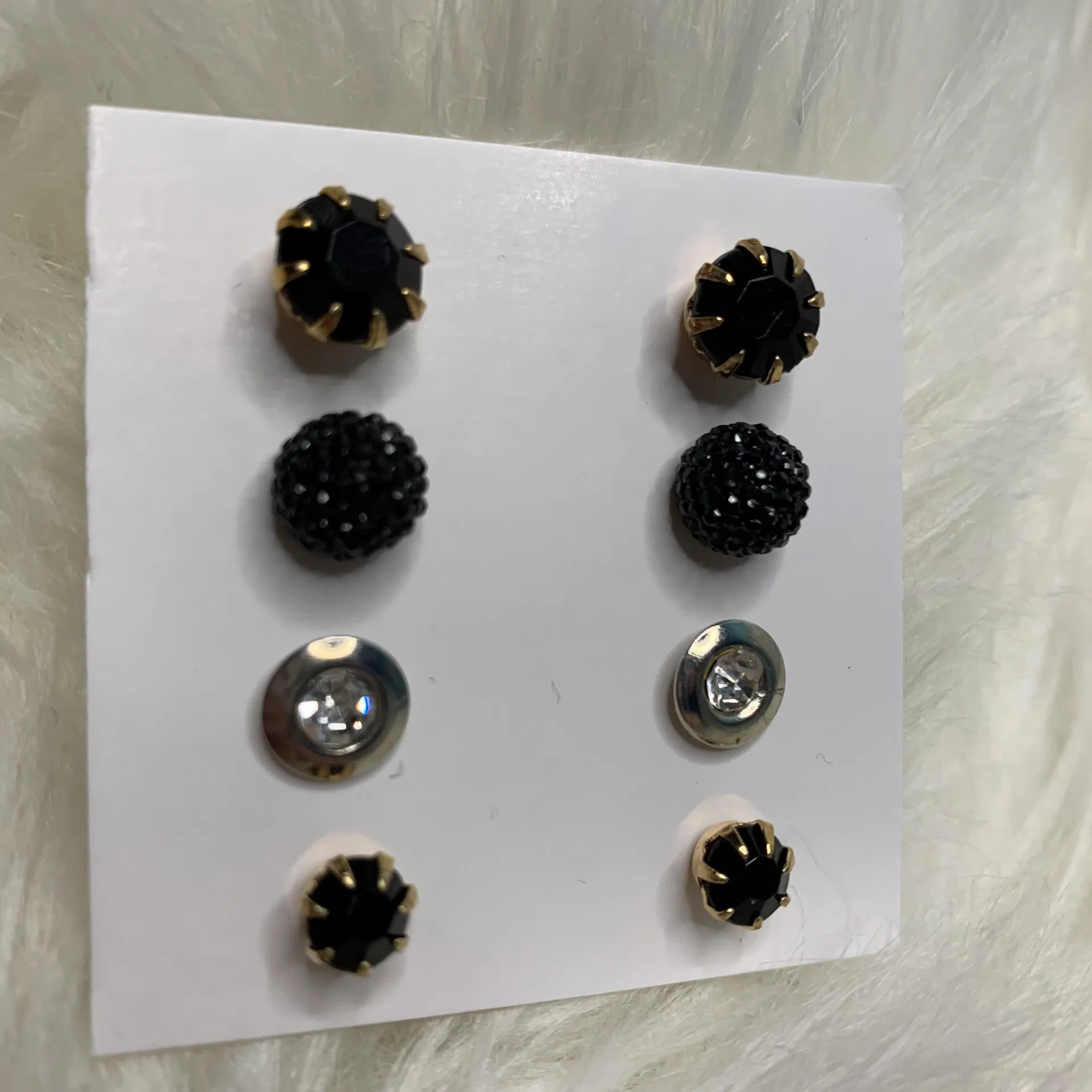 NWOT 4 Black & Silver Stud Earrings - Image 4