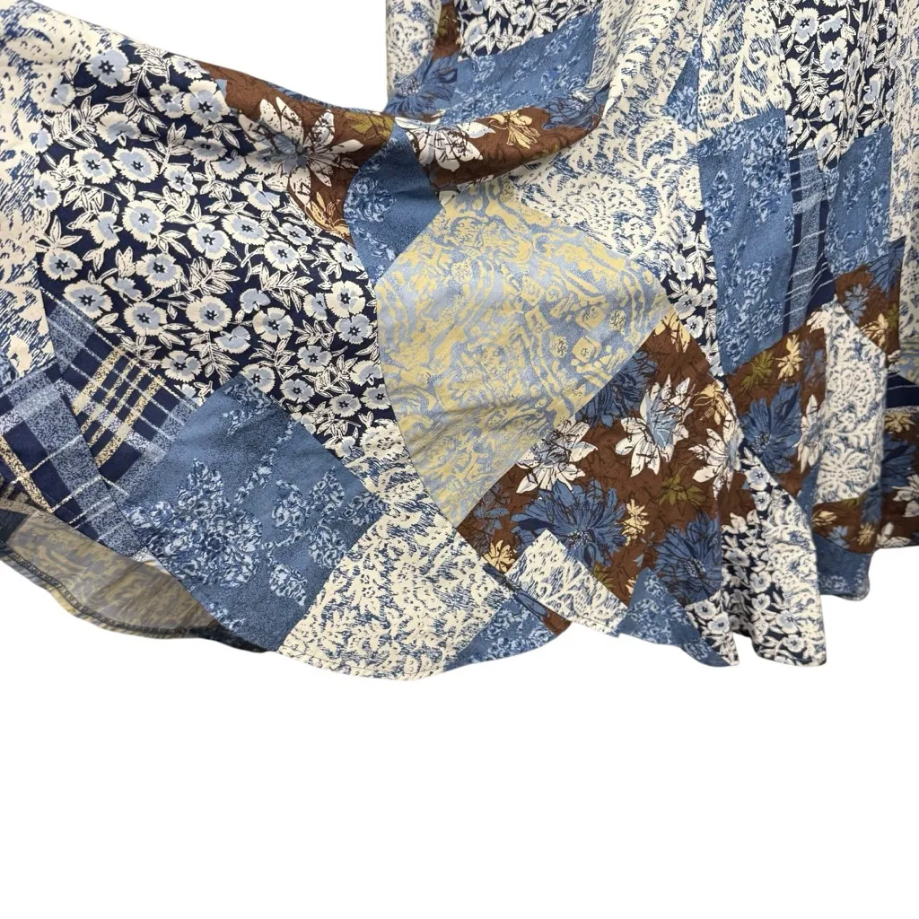 Coldwater Creek  Skirt PXL Blue Floral Patchwork - Image 2
