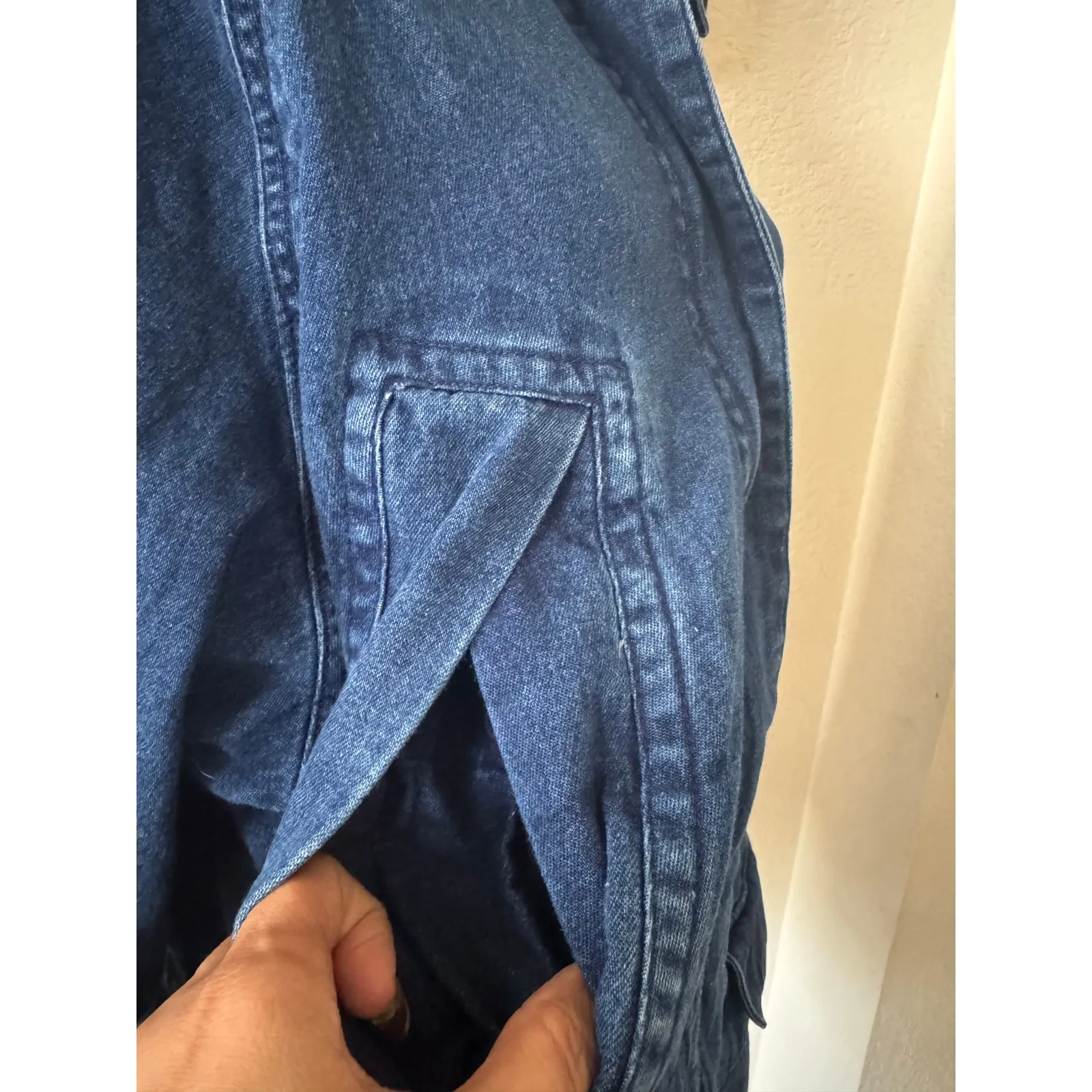 Mackintosh Denim Plaid Lined Relaxed Fit Vintage Barn / Chore Coat Size Small Blue - Image 7