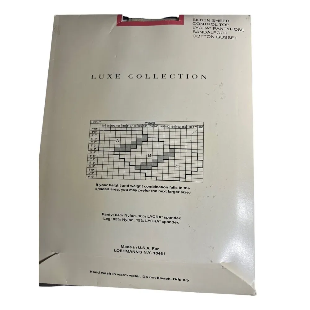 Loehmanns Silken Sheer Control Top Lycra Pantyhose 19033 Luxe Chamois Size C New - Image 2