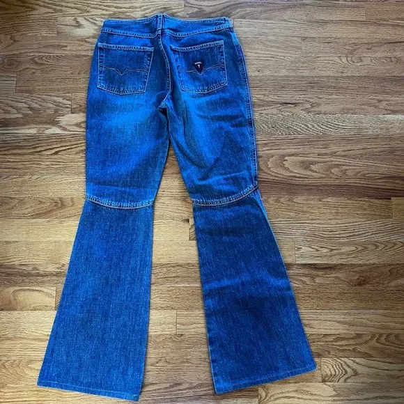 EUC Guess Vintage‎ Denim Bell Bottom Flared 70's Disco jeans Women 28 Y2K - Image 2