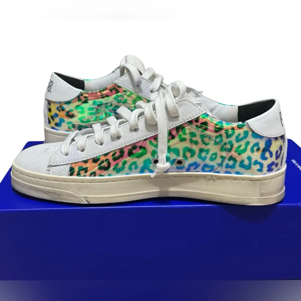 P448 Jack Leopard Hologram Sneakers 37/7 $298 Retail NEW - Image 9