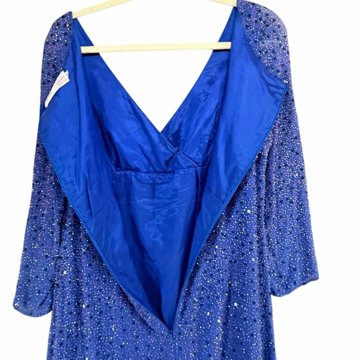 Vintage Mon Cherie Embellished Evening Gown Blue Size 12 Formal Dress Prom Gala - Image 6
