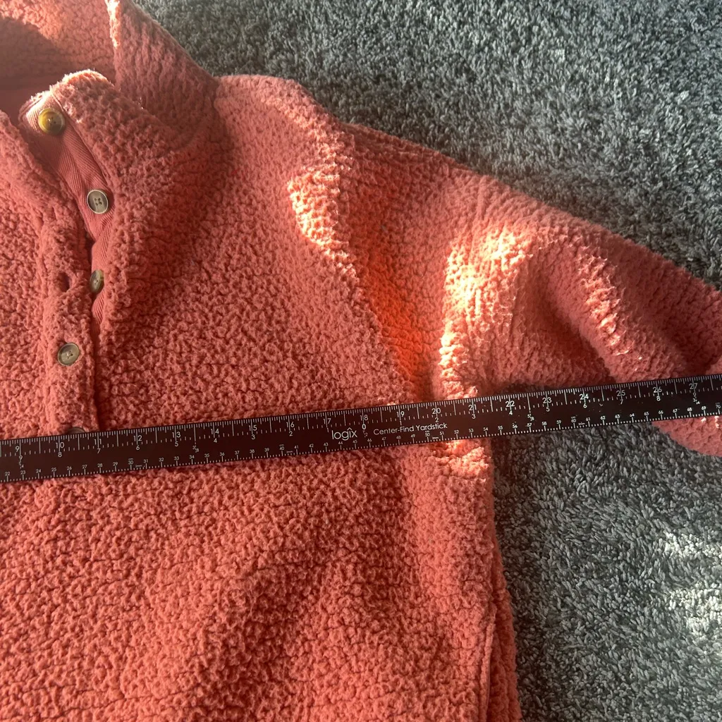 Aerie Sherpa Fleece Pullover Rust Orange Women’s Size Small - Image 6