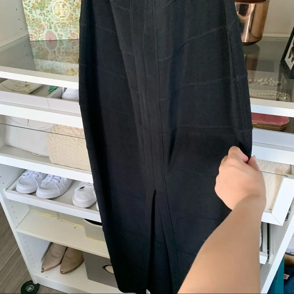 T by Tadashi Black Halter V Neck Drop Waist Split Hem Formal Evening Gown Size M - Image 12