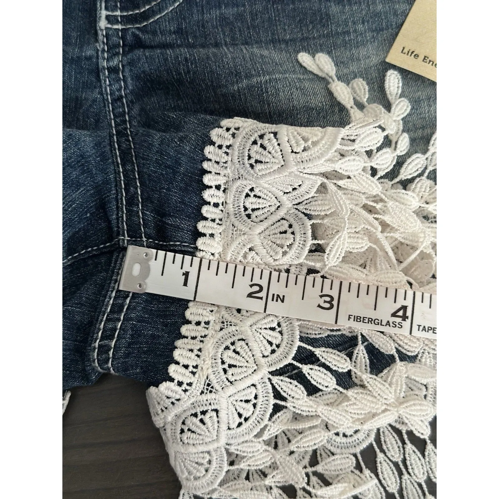 Vintage Lei Womens Size 11 Jean Shorts Boho Festival Camo Fringe‎ Bollywood NWT - Image 6