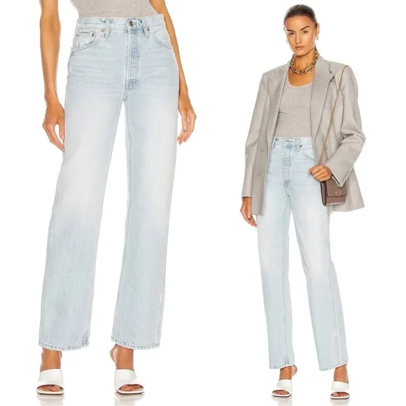 RE/DONE • 90s High Rise Loose jeans Perfect Light Indigo wash button fly baggy - Image 2