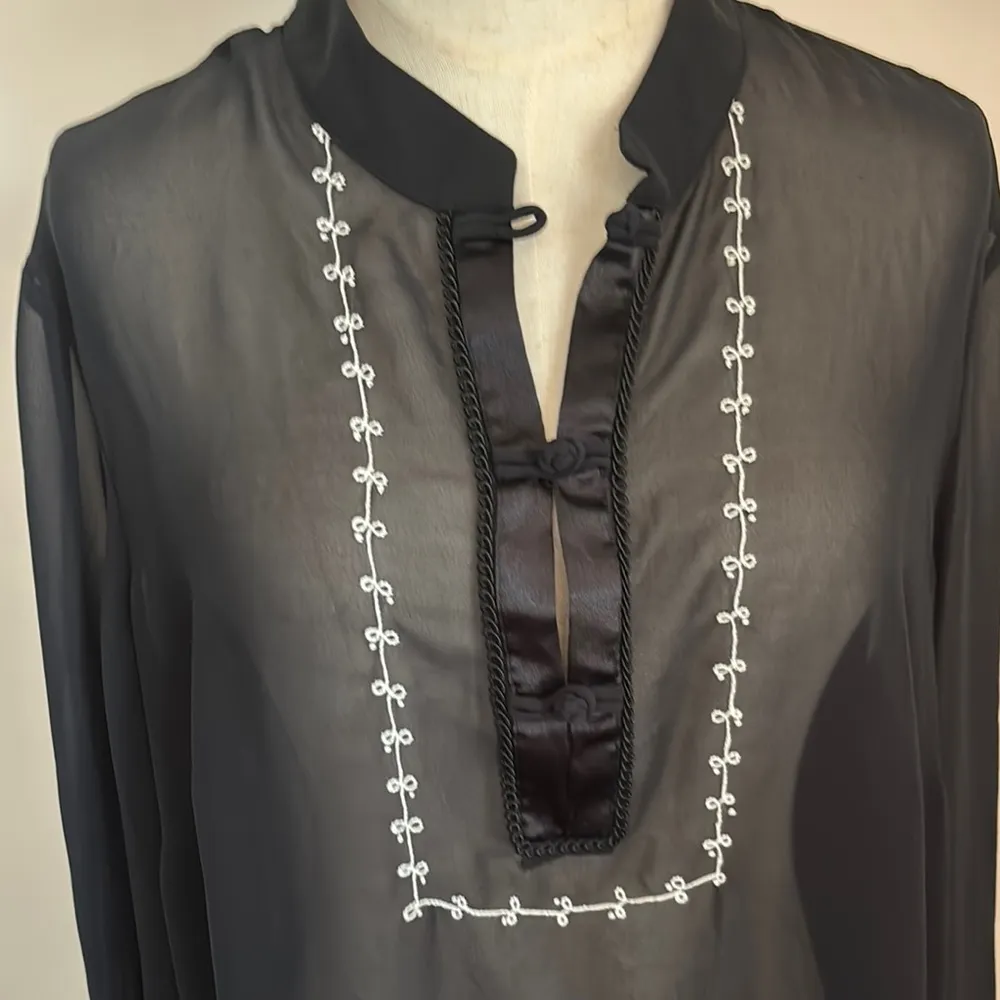 Lane Bryant Black Embellished Mandarin Collar Blouse - Image 7
