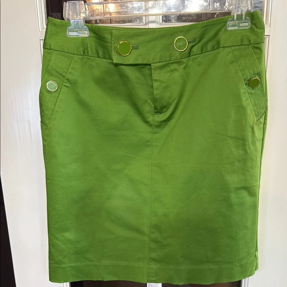 BANANA REPUBLIC Bright Apple Green Stretch Pencil Mini Skirt Size 0 - Image 2