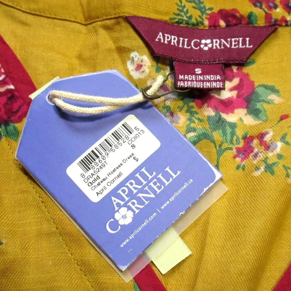 NWT April Cornell Chateau Hostess Maxi in Gold Floral V - Image 4