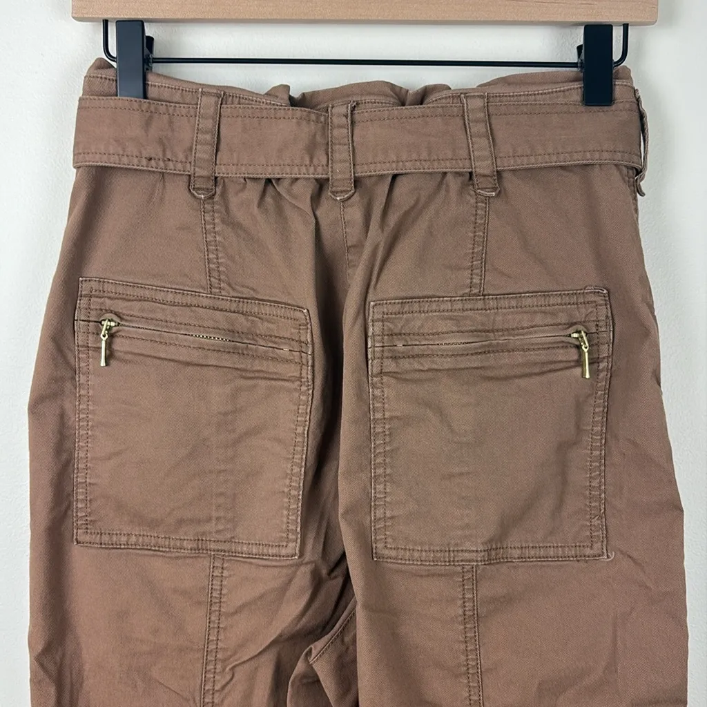Anthropologie Ellie Embroidered Utility Pants Paperbag Cargo Brown Women’s 0 - Image 10