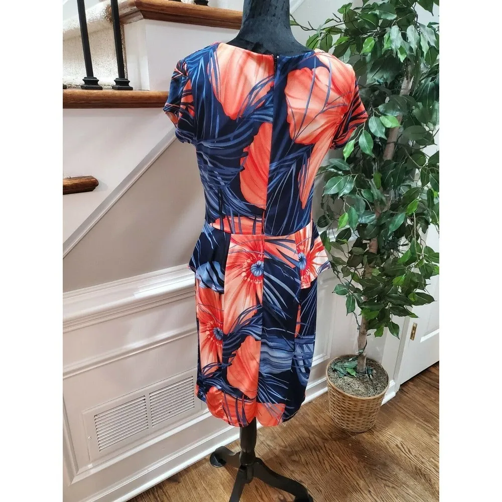 Cato Women Multicolor Floral Polyester RoundNeck ShortSleeve Knee Length Dress 8 - Image 8