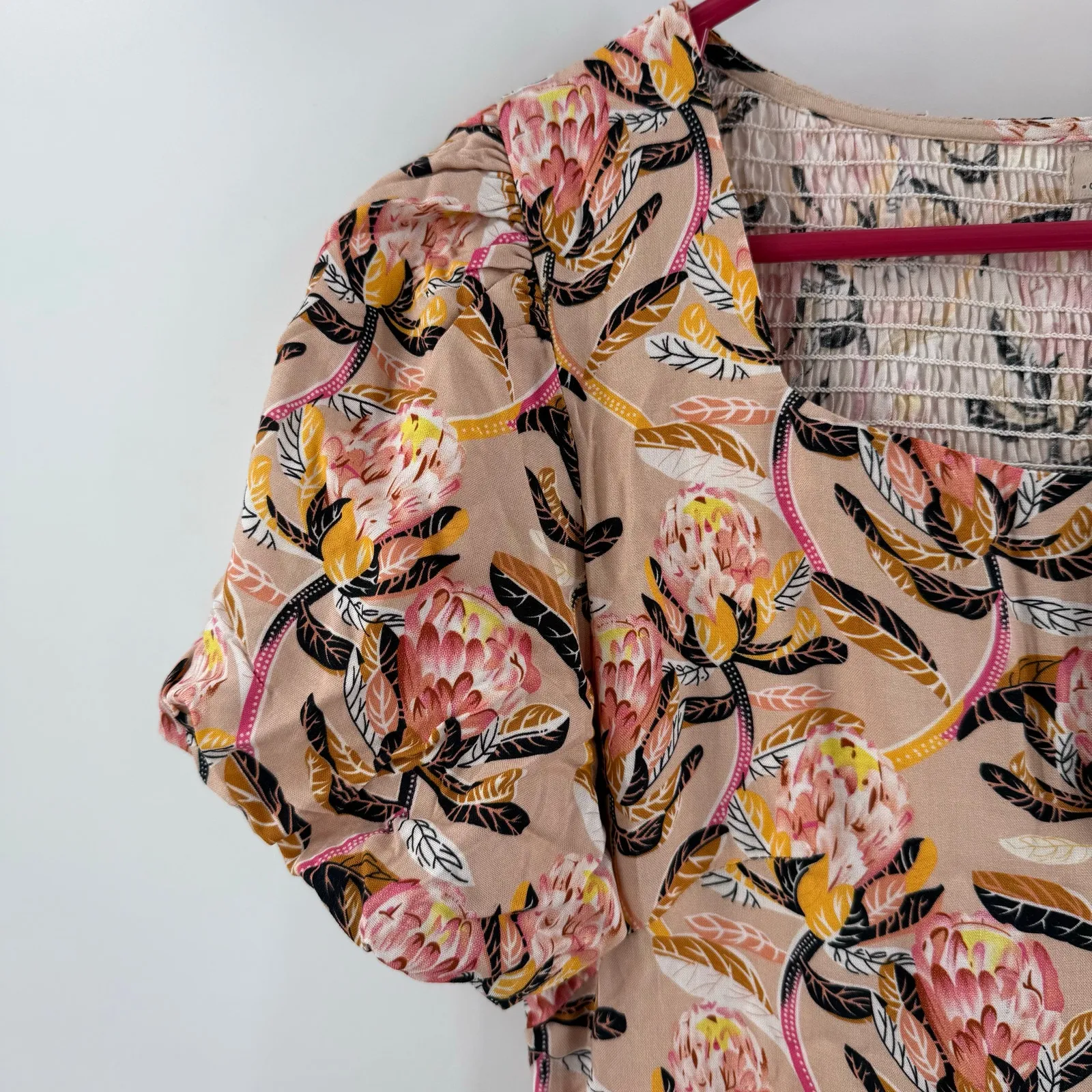 Inherit Clothing Company Dress Small NWT Clara Puff Midi/Maxi Floral Pockets Yellow - Image 9