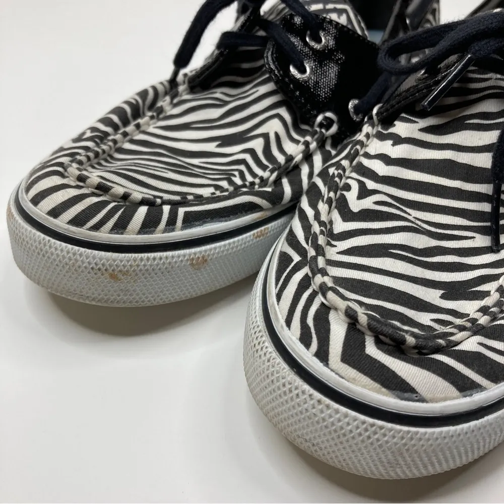 Sperry | Black & White Zebra Pattern Boat Shoes 10 - Image 3