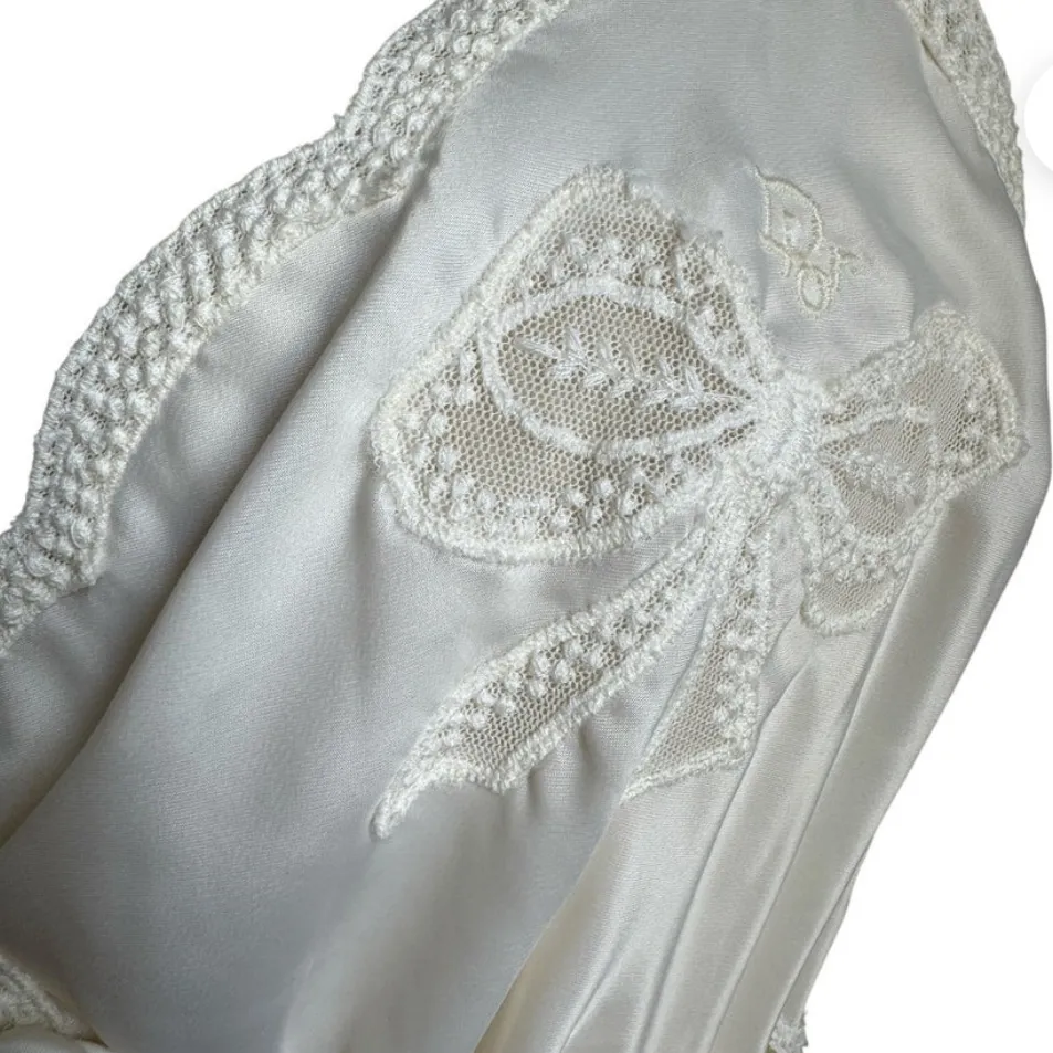 Vintage Christian Dior Bow Lace Floral embroidered maxi chemise - Image 3