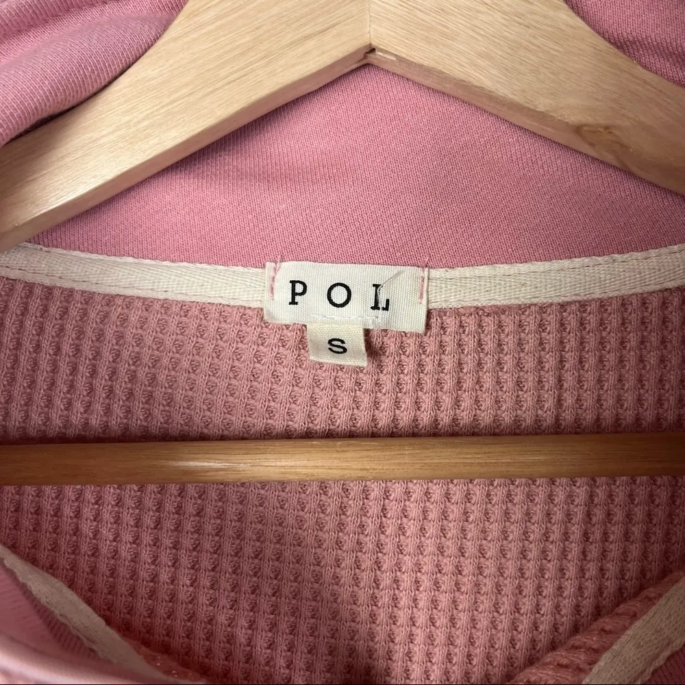 Boutique POL Pink French Terry Cropped Knit Sweater S - Image 4