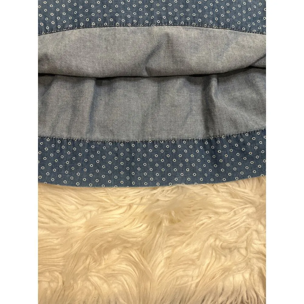 Anthropologie Holding Horses denim chambray dot print skirt 4 - Image 8