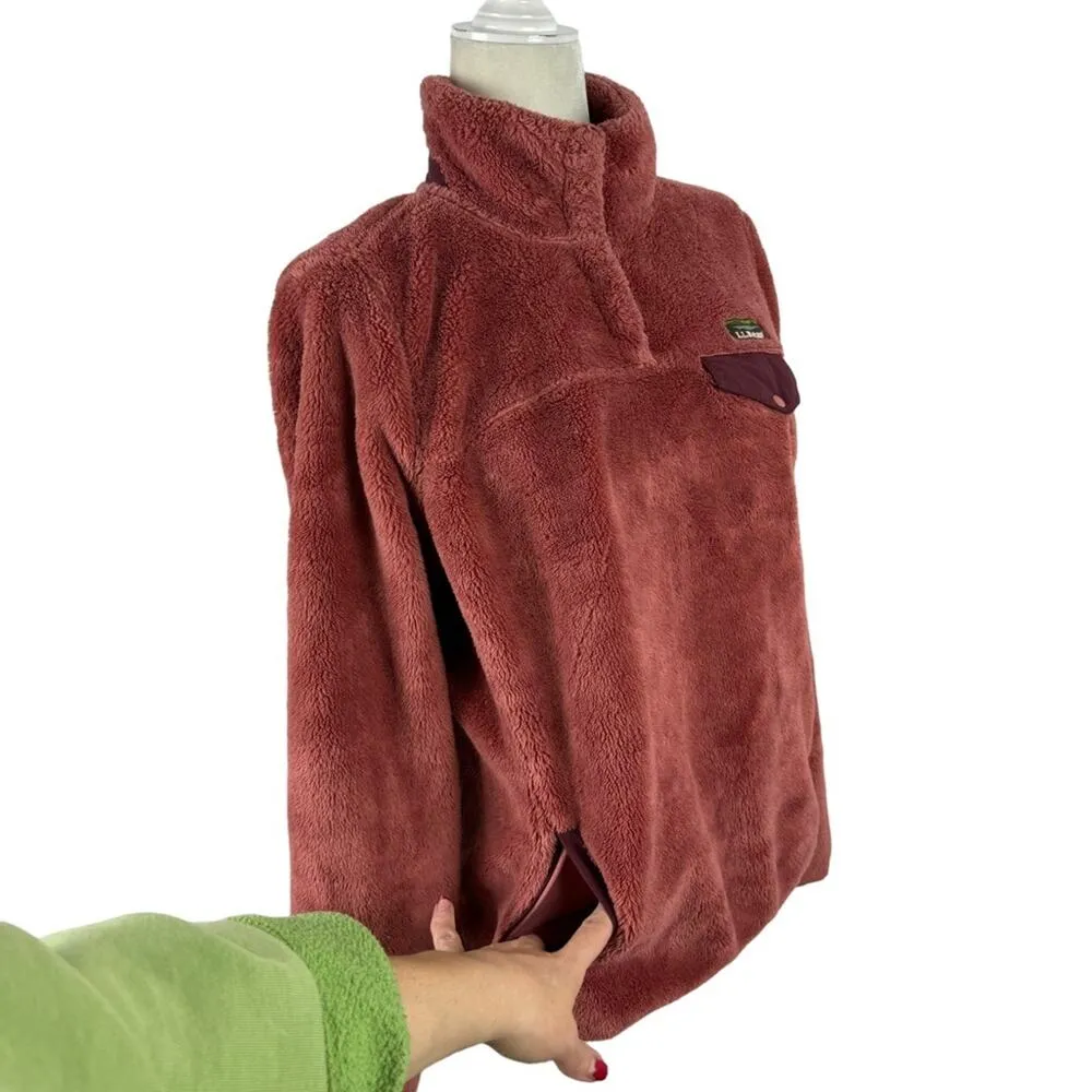 L.L.Bean Women's Hi-Pile Fleece Pullover Sweatshirt Size Medium Rosewood Heather - Image 10