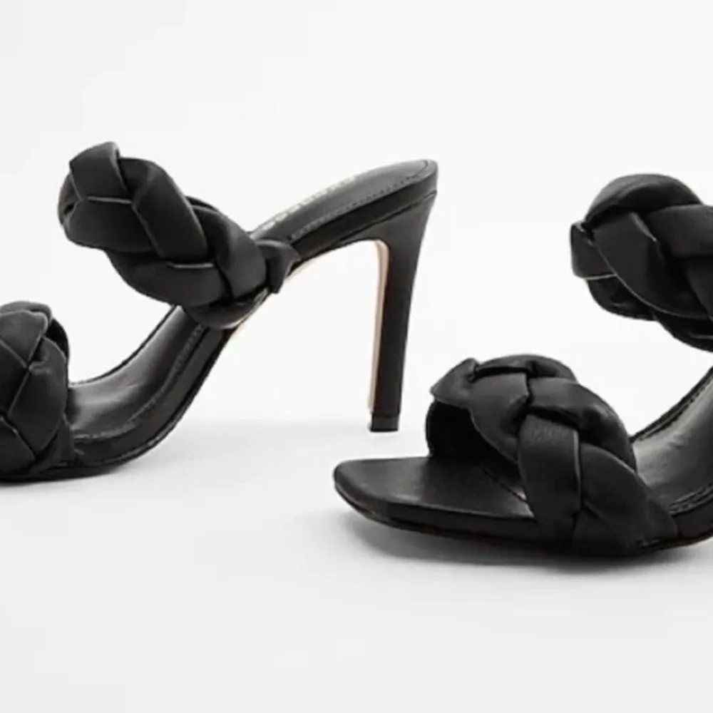 Express Square Toe Braided Heels - Black Size 7 - Image 2